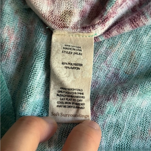 Soft Surroundings Tunic Women’s Extra Small Floral Long Sleeve Turquoise - Picture 4 of 9